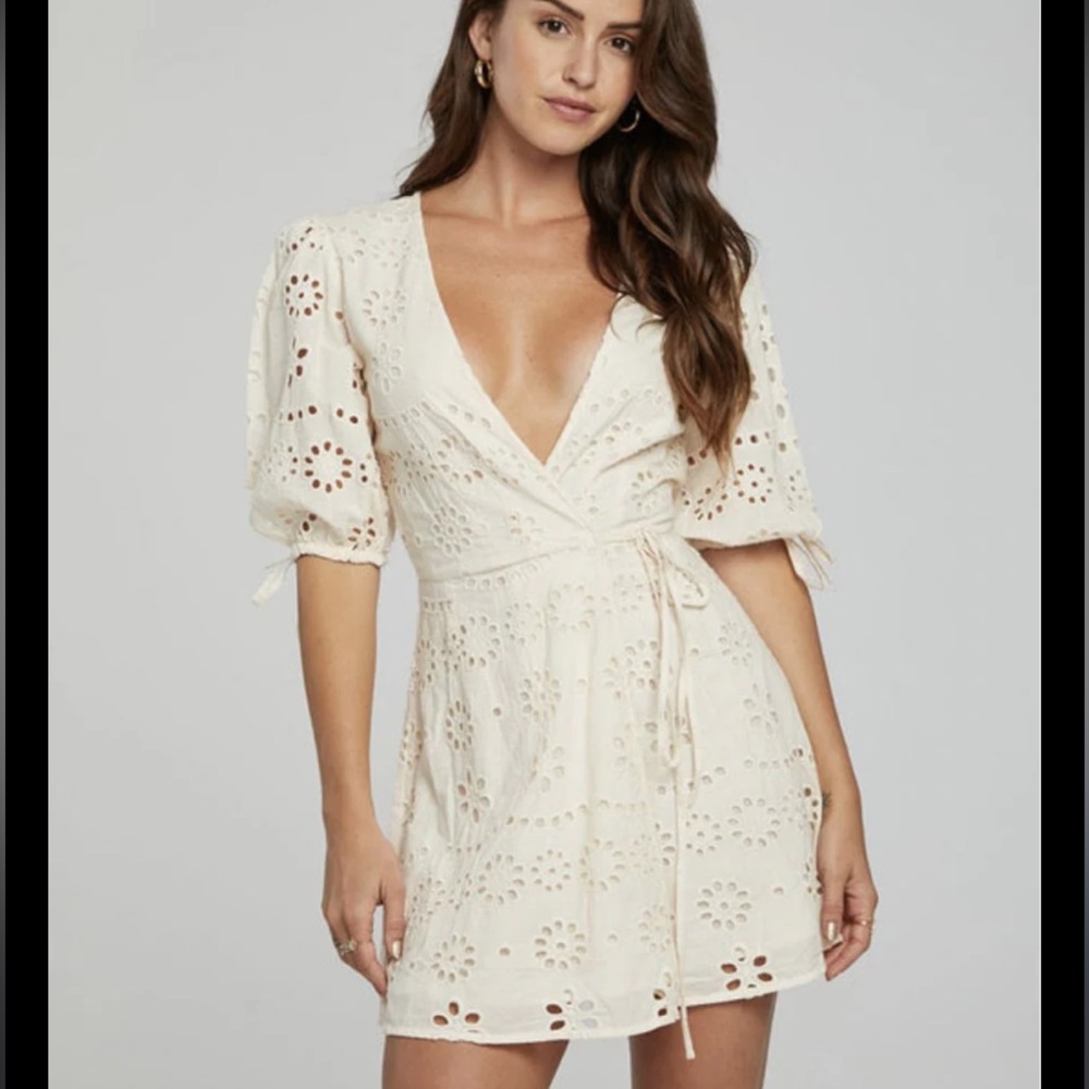 Chaser Cream Eyelet Mini Dress